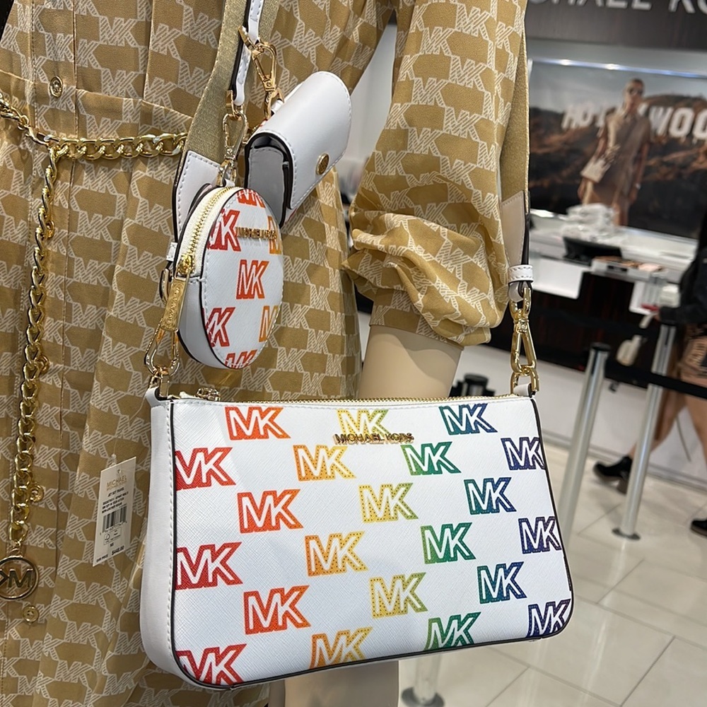 MICHAEL KORS JET SET TRAVEL SMALL SHOULDER CROSSBODY BAG WITH TECH ATTCH AIRPOD - Picture 7 of 16